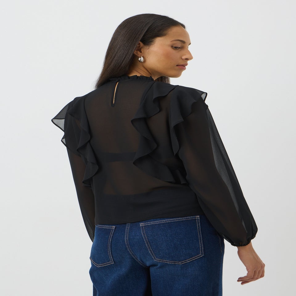 Black Ruffle Blouse