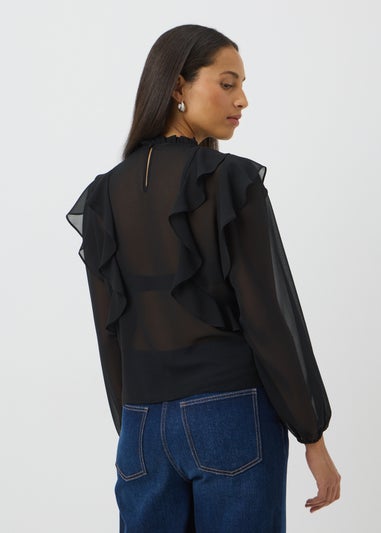 Black Ruffle Blouse