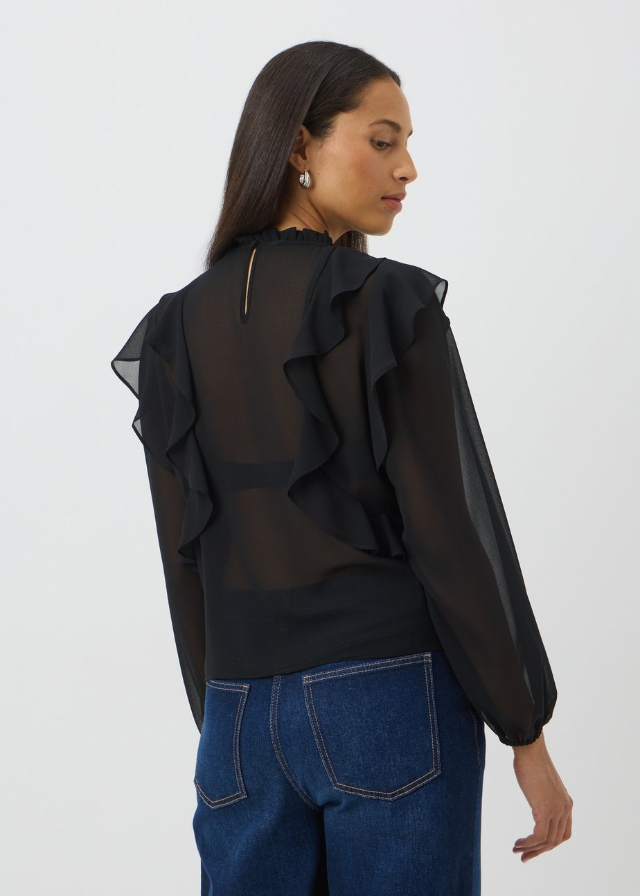 Black Ruffle Blouse