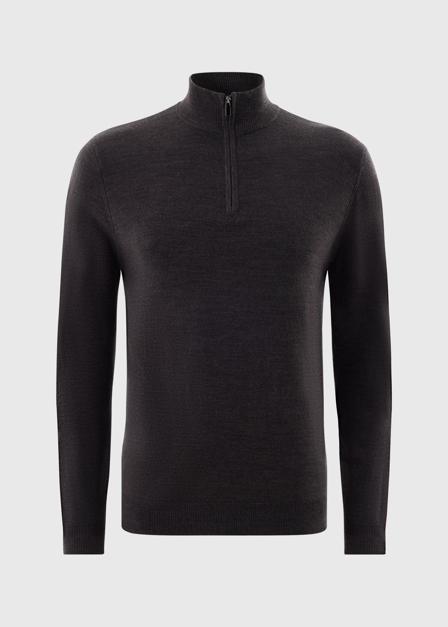Dark Grey Soft Touch 1/4 Zip Jumper