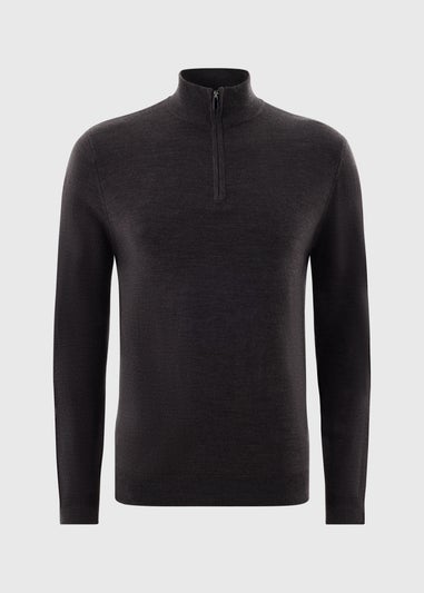 Dark Grey Soft Touch 1/4 Zip Jumper