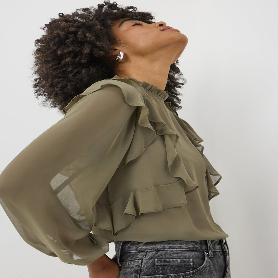 Green Ruffle Blouse