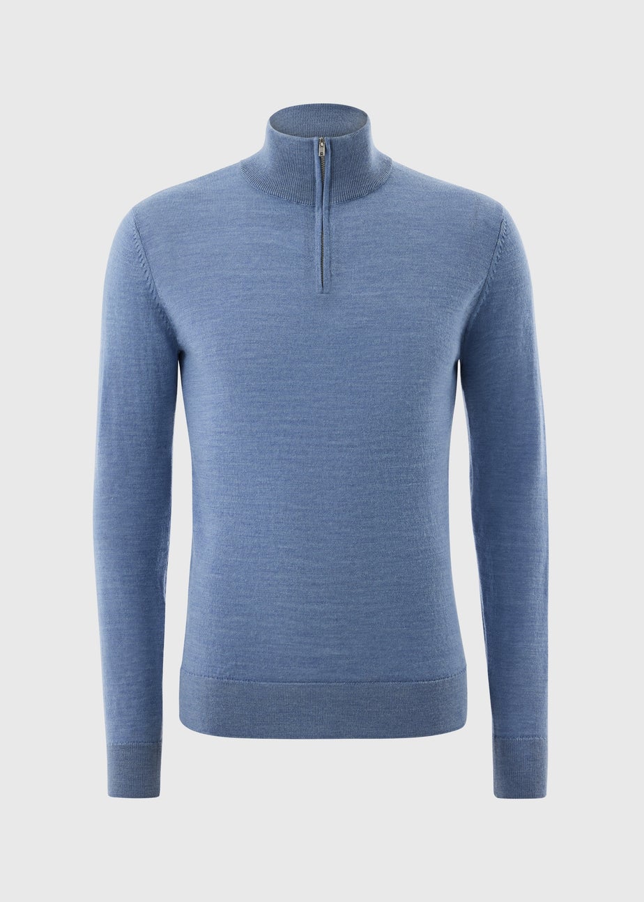 Blue Soft Touch 1/4 Zip Jumper