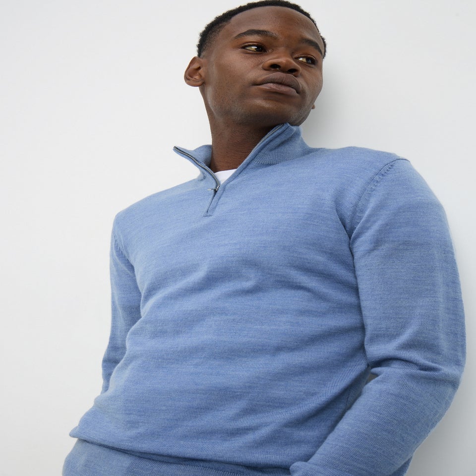 Blue Soft Touch 1/4 Zip Jumper