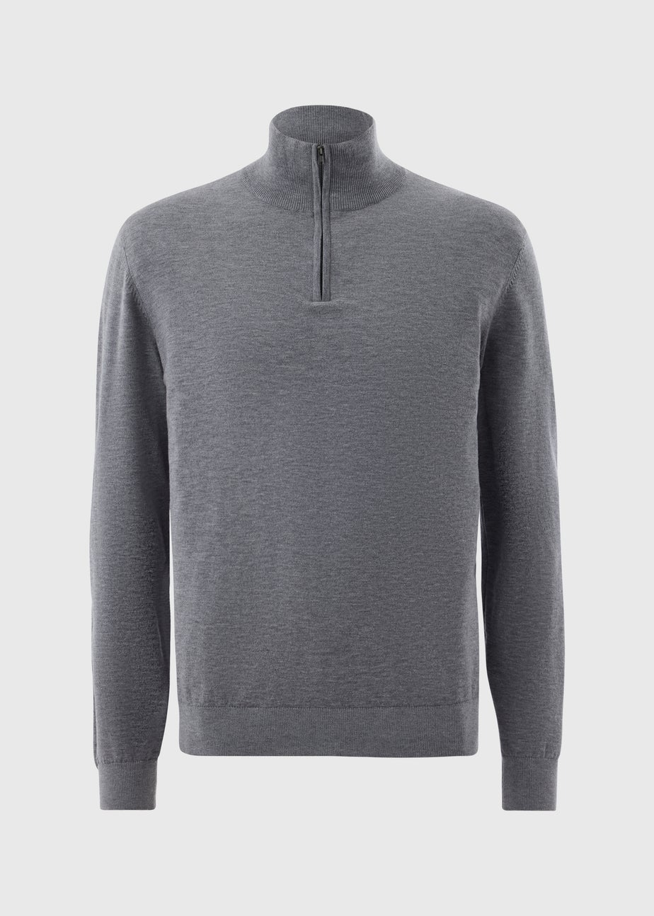 Grey Soft Touch 1/4 Zip Jumper