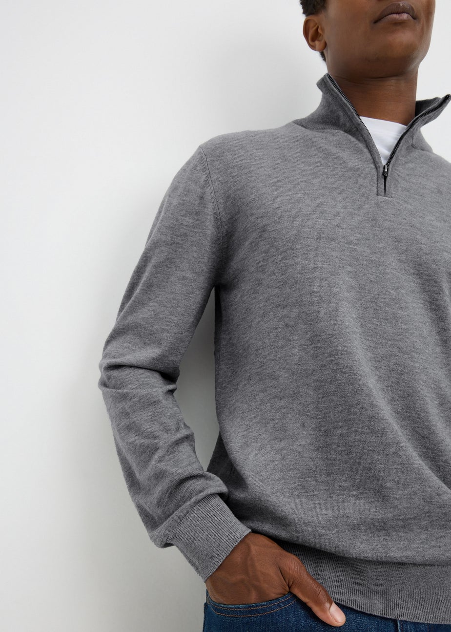Grey Soft Touch 1/4 Zip Jumper