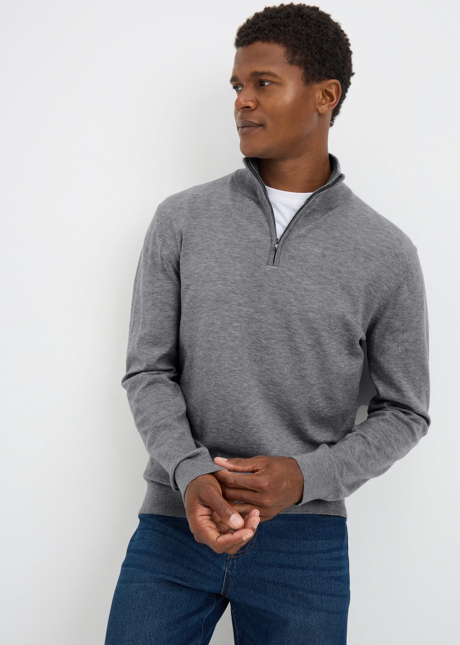 Grey Soft Touch 1/4 Zip Jumper