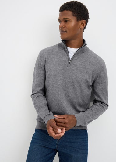 Grey Soft Touch 1/4 Zip Jumper