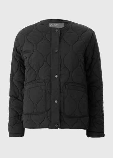 Black Plain Quilted Jacket