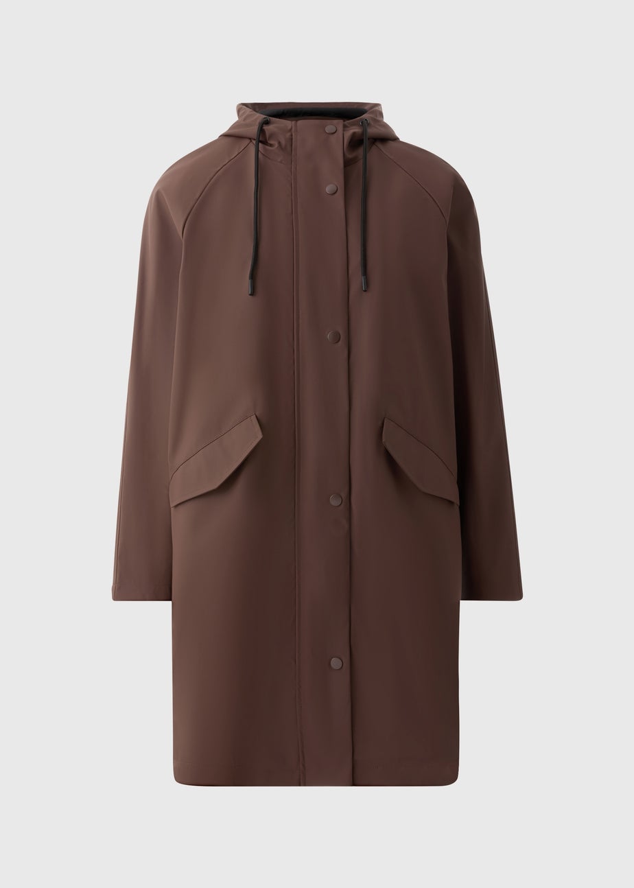 Brown Longline Rubberised Parka