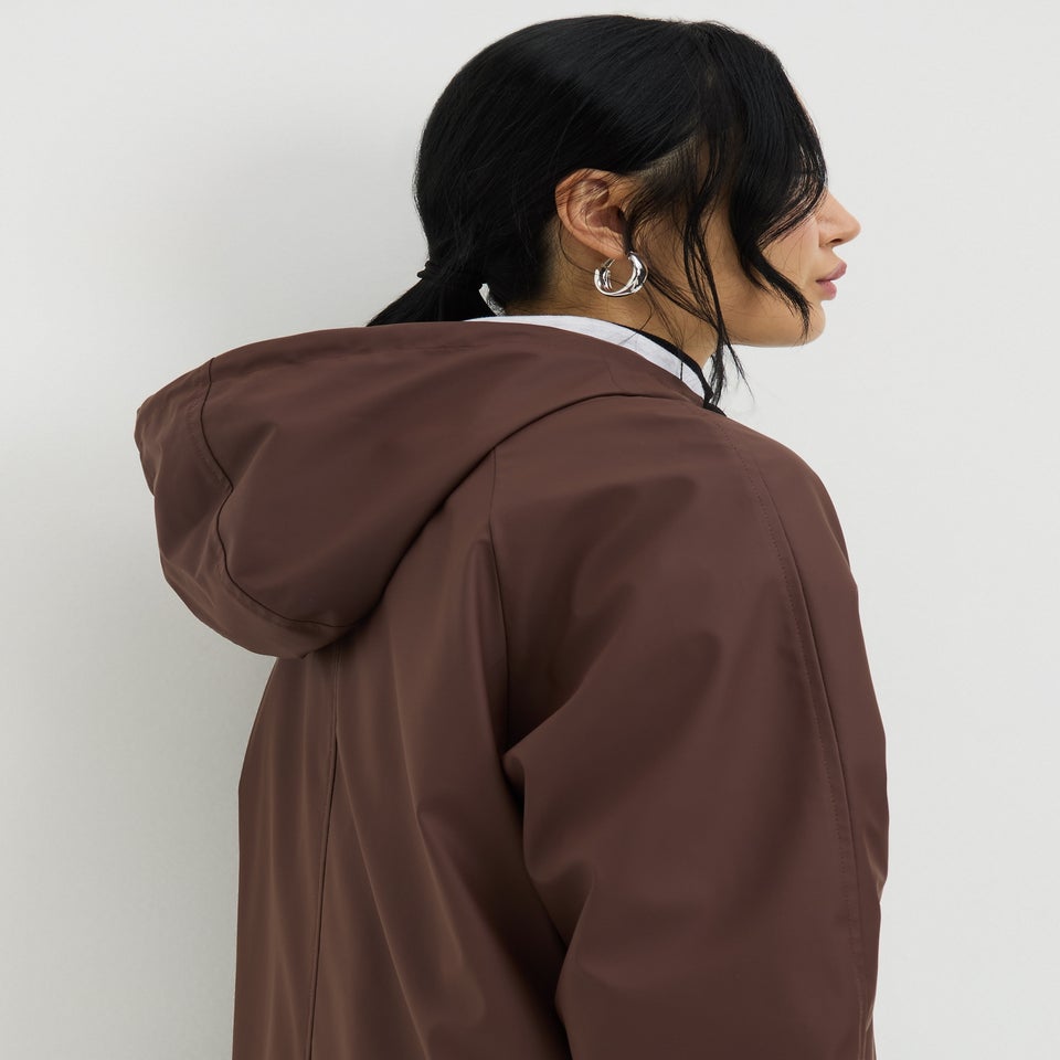 Brown Longline Rubberised Parka
