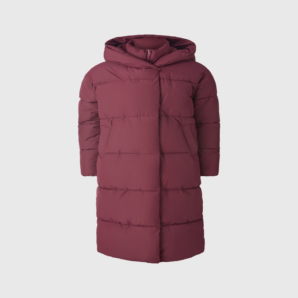 Burgundy Long Wrap Padded Coat