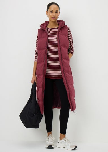 Burgundy Long Padded Gilet