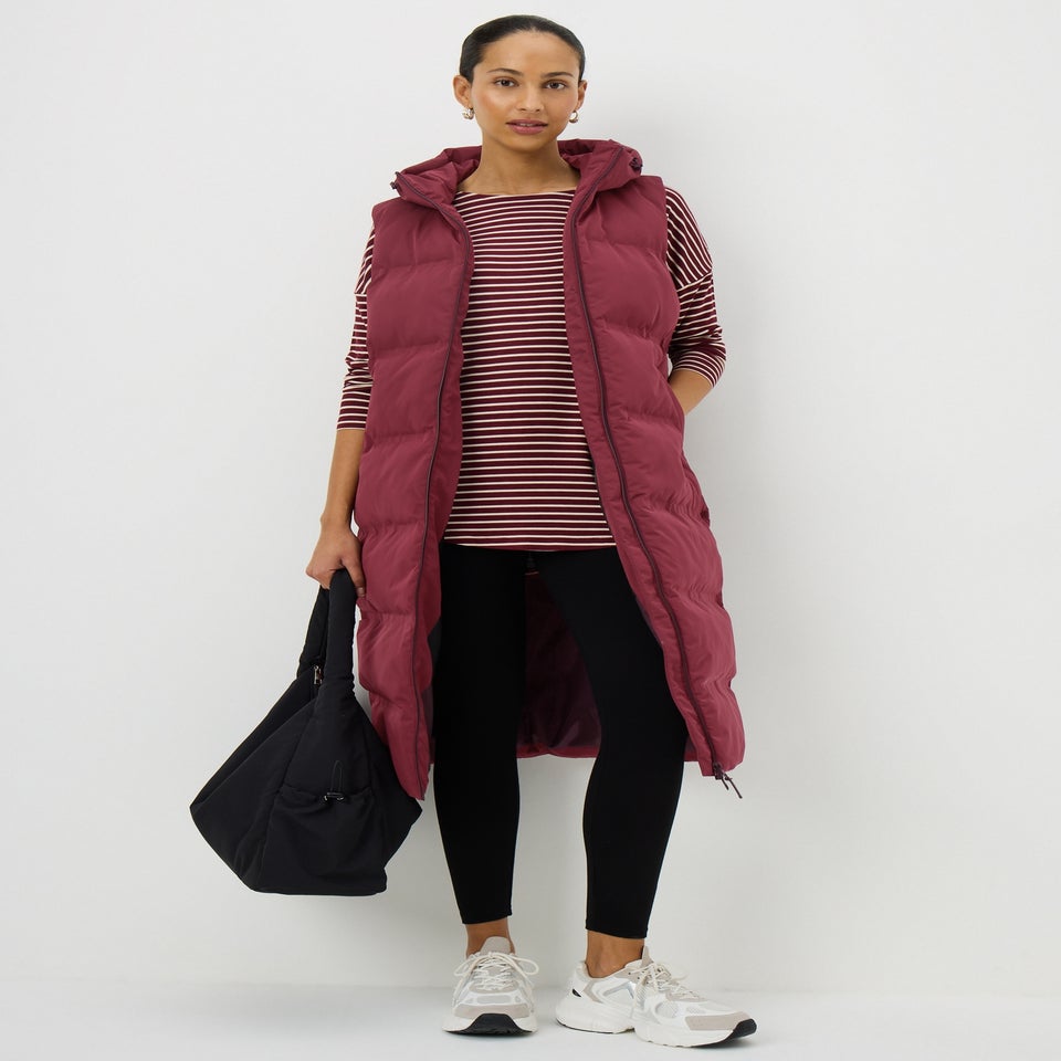 Burgundy Long Padded Gilet