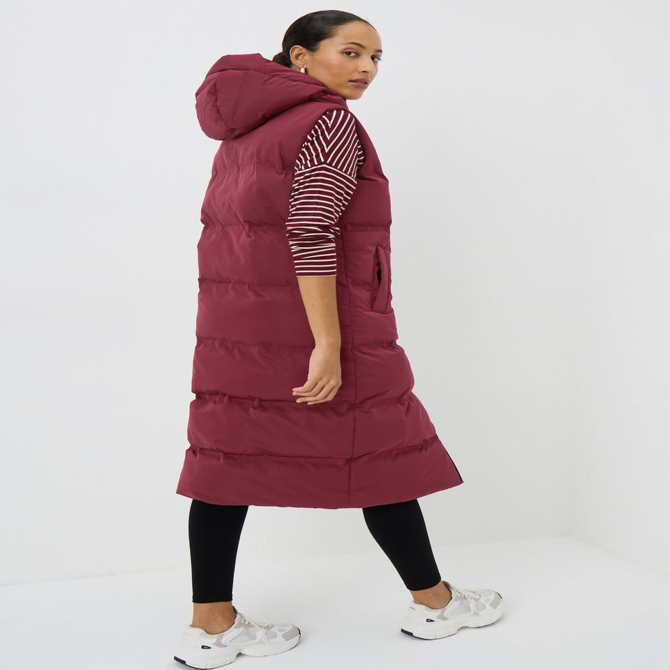 Burgundy Long Padded Gilet