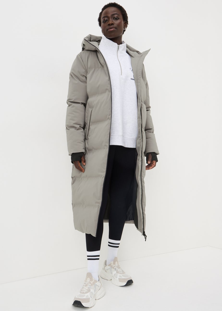 Grey Longline Showerproof Padded Coat