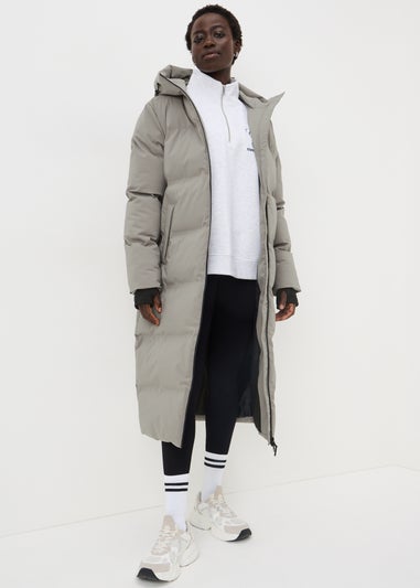 Grey Longline Showerproof Padded Coat