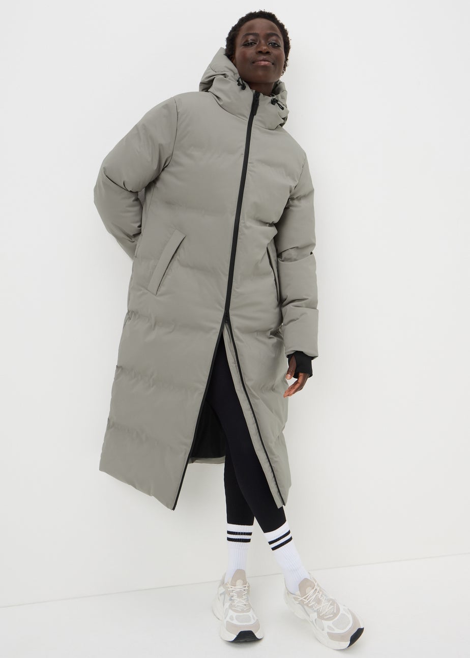 Grey Longline Showerproof Padded Coat