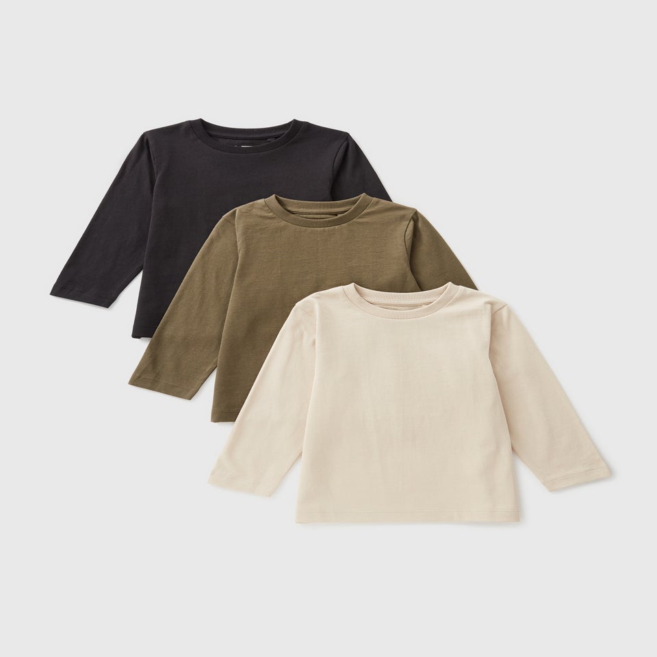 3 Pack Boys Multicolour Long Sleeve Tops (1-7yrs)