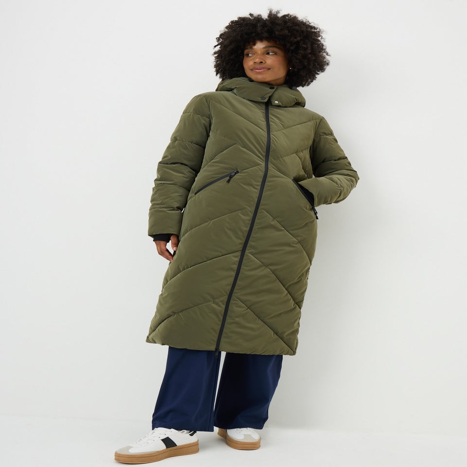 Khaki Long Technical Rubberised Coat