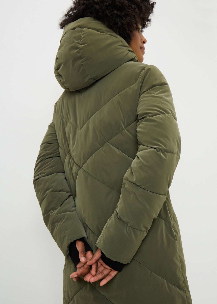 Khaki Long Technical Rubberised Coat