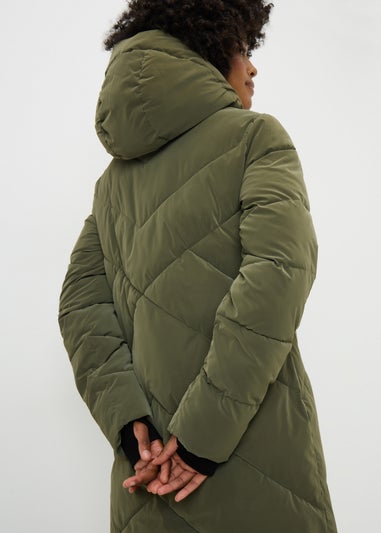 Khaki Long Technical Rubberised Coat