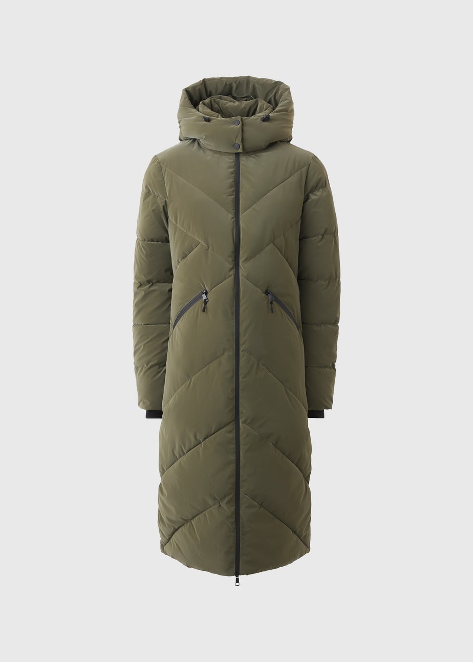 Khaki Long Technical Rubberised Coat