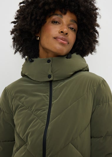 Khaki Long Technical Rubberised Coat
