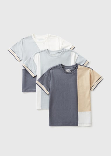 3 Pack Boys Multicolour Smart Cut & Sew T-Shirts (7-15yrs)