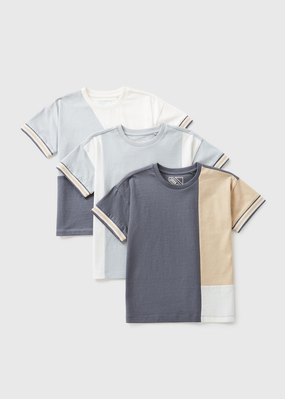 3 Pack Boys Multicolour Smart Cut & Sew T-Shirts (7-15yrs)