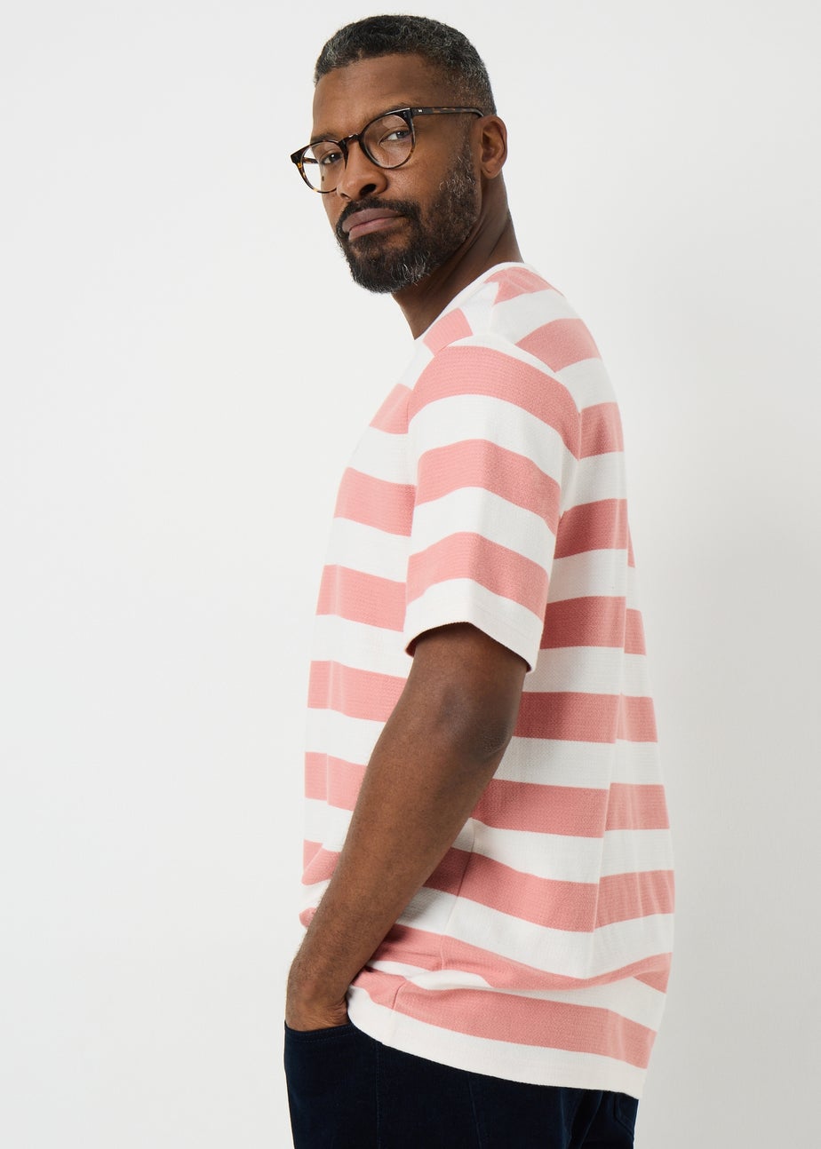 Lincoln Pink Textured Striped T-Shirt
