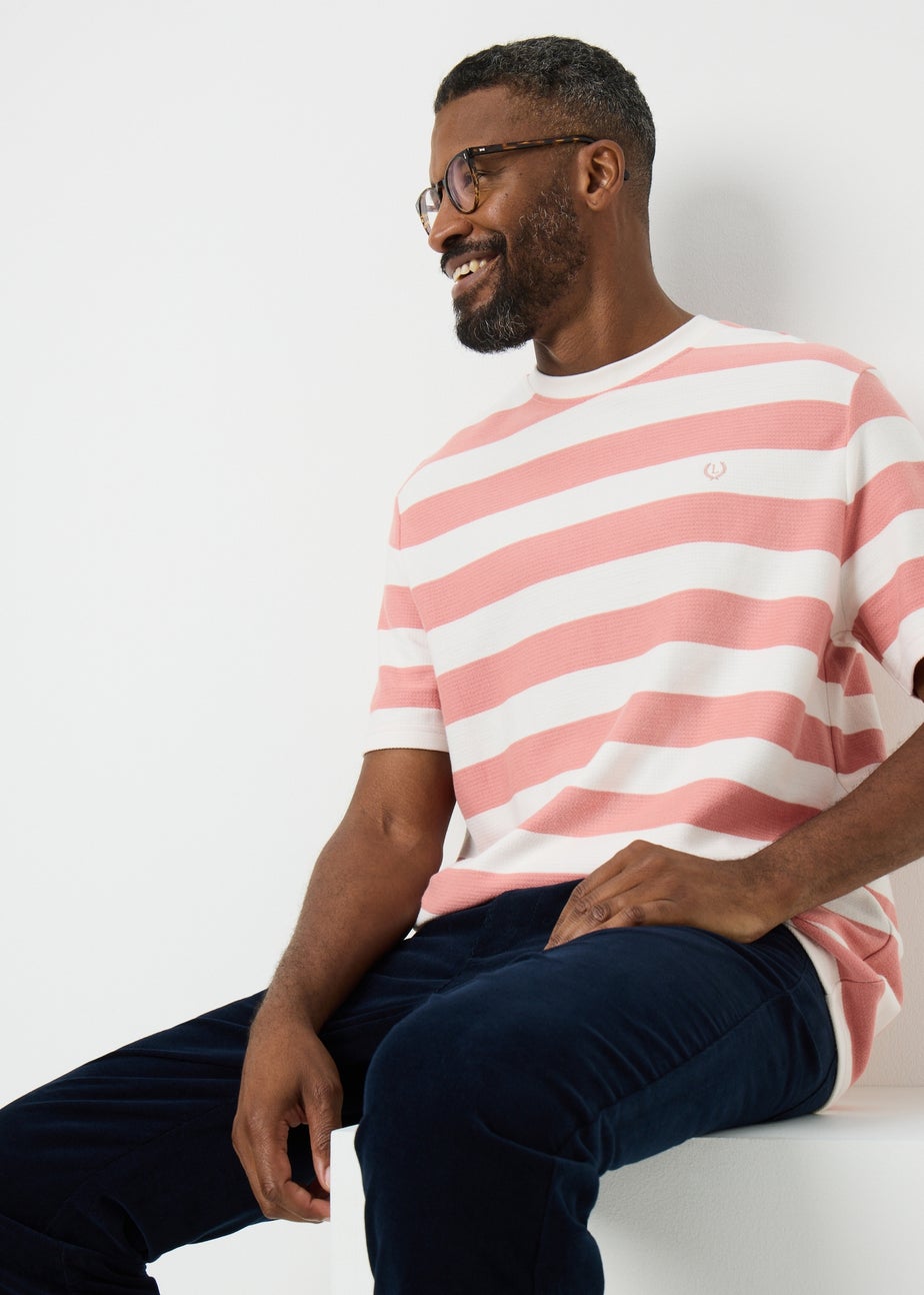 Lincoln Pink Textured Striped T-Shirt