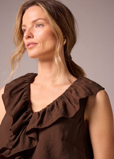 Et Vous Brown Boho Frill Sleeveless Blouse