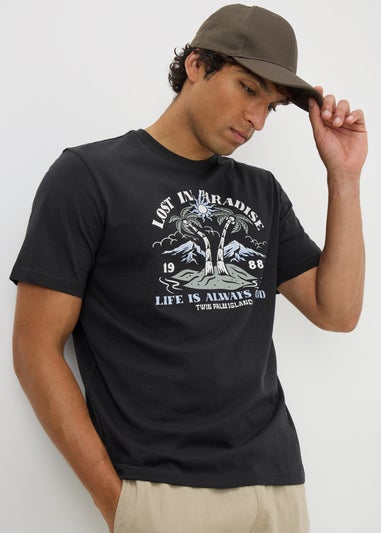 Dark Grey Palm Tree T-Shirt