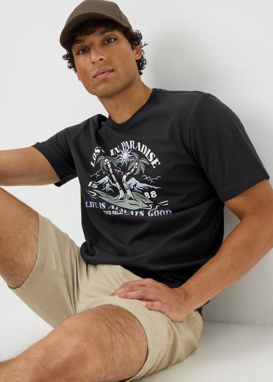 Dark Grey Palm Tree T-Shirt