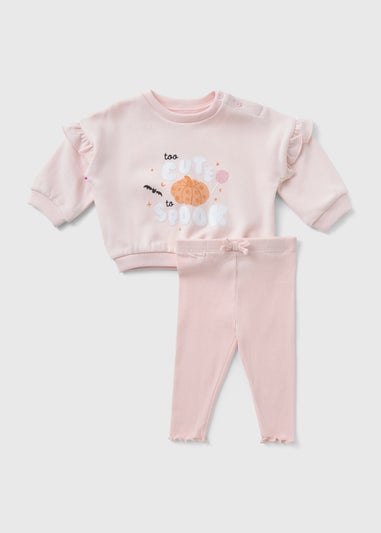 Baby Pale Pink Halloween Sweat Set (Newborn-23mths)