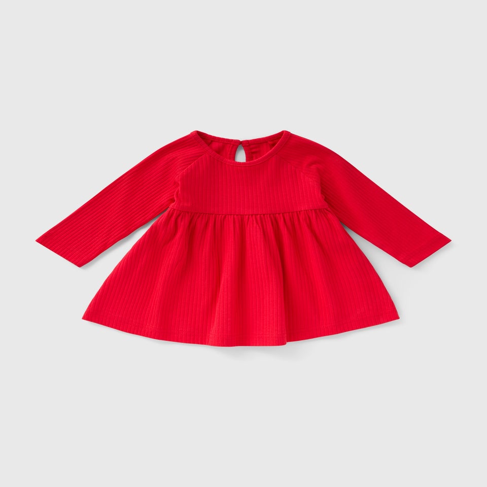 Baby Red Ribbed Dress (Newborn-23mths)