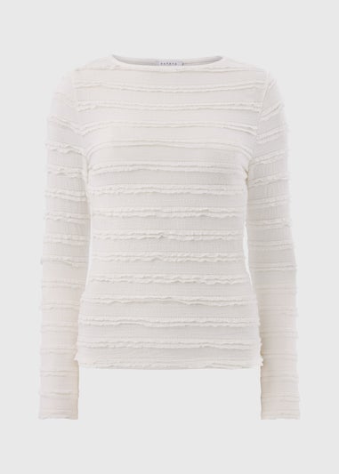 Cream Textured Long Sleeve Top