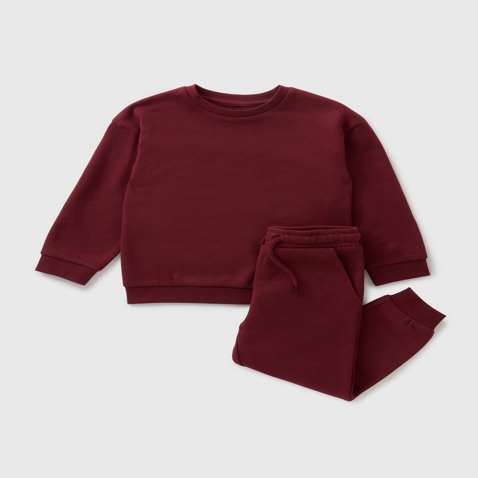 Boys Burgundy Sweatshirt & Jogging Bottom Set (1-7yrs)