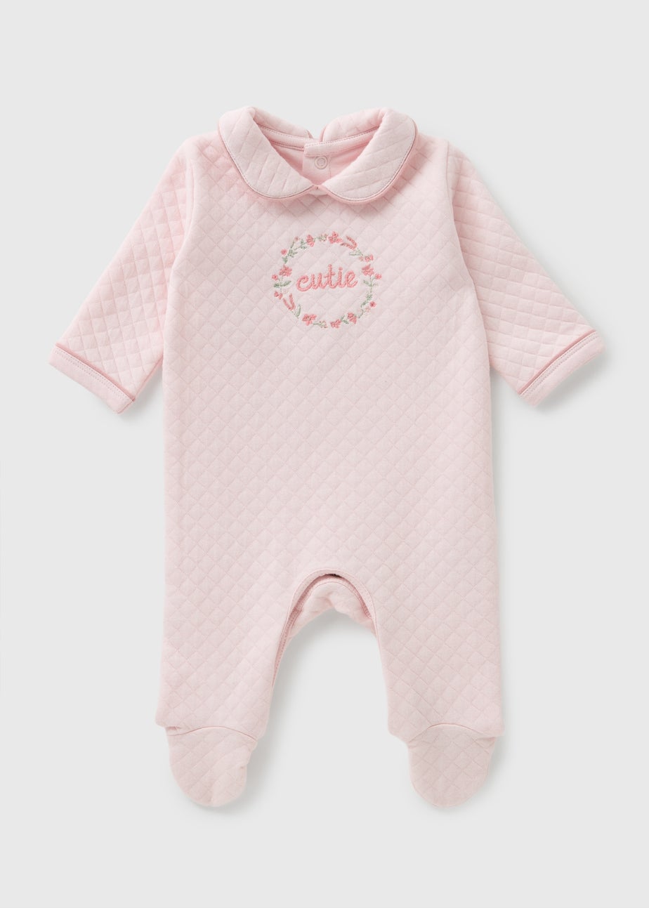Baby Pink Cutie Quilted Sleepsuit (Newborn-23mths)