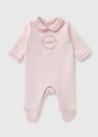 Baby Pink Cutie Quilted Sleepsuit (Newborn-23mths)