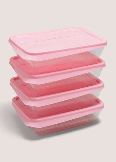 4 Pack Pink Food Containers