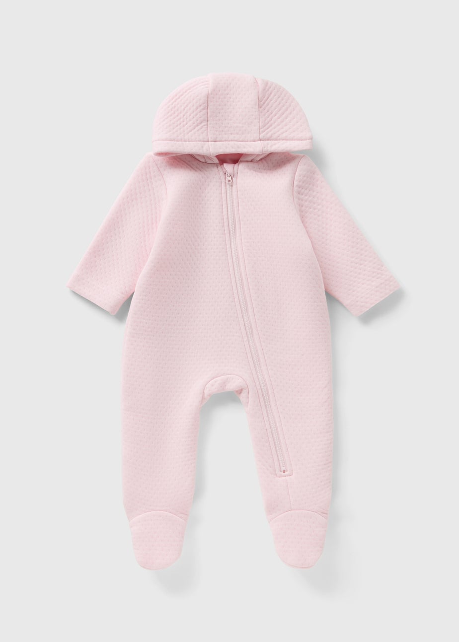 Baby Pink Quilted Pramsuit (Newborn-18mths)