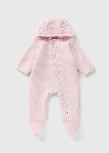 Baby Pink Quilted Pramsuit (Newborn-18mths)