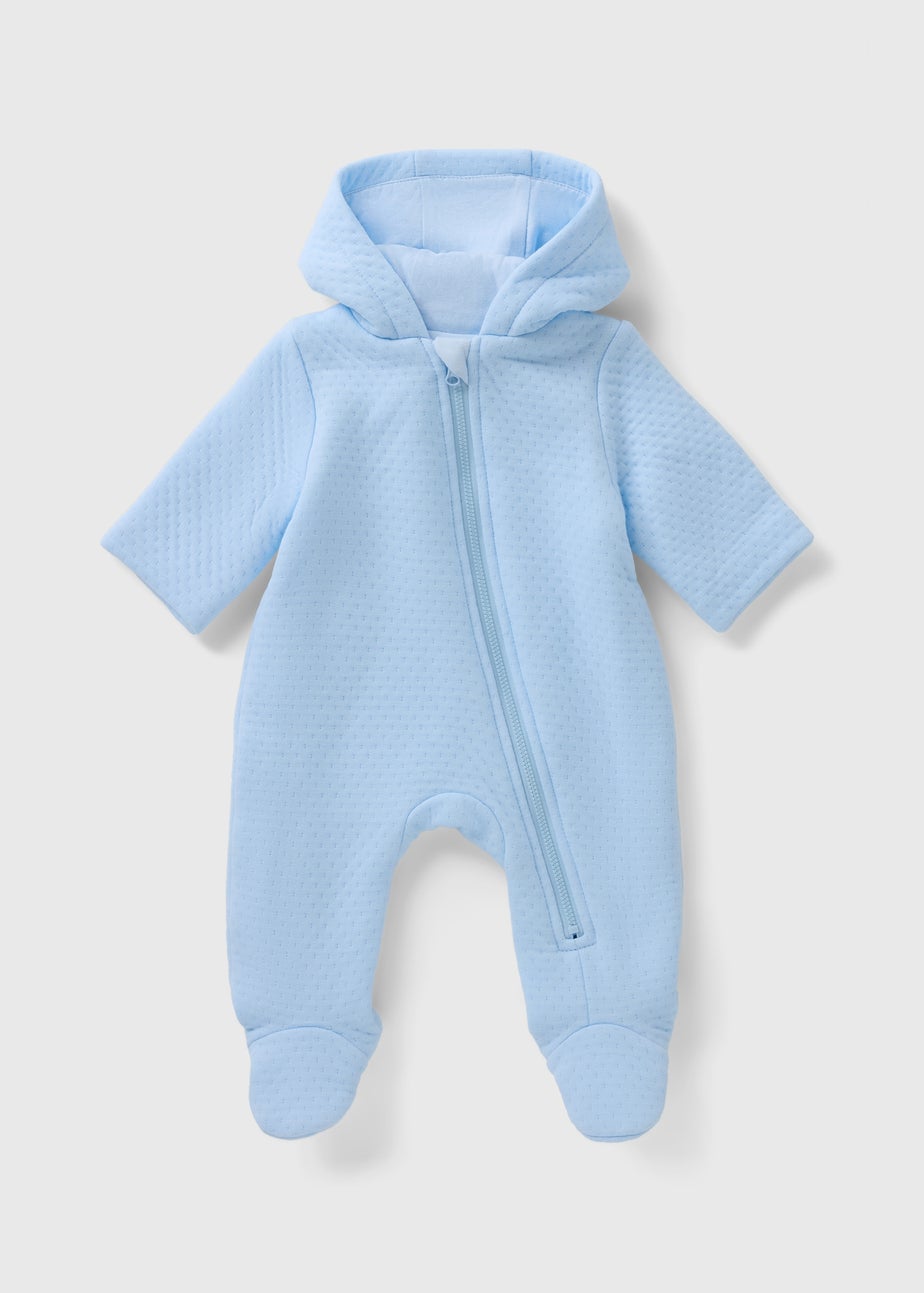 Baby Blue Quilted Pramsuit (Newborn-18mths)