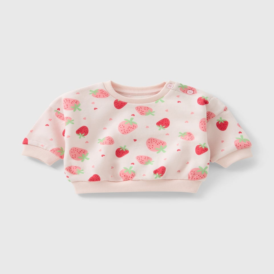 Baby Pink Strawberry Sweatshirt (Newborn-23mths)