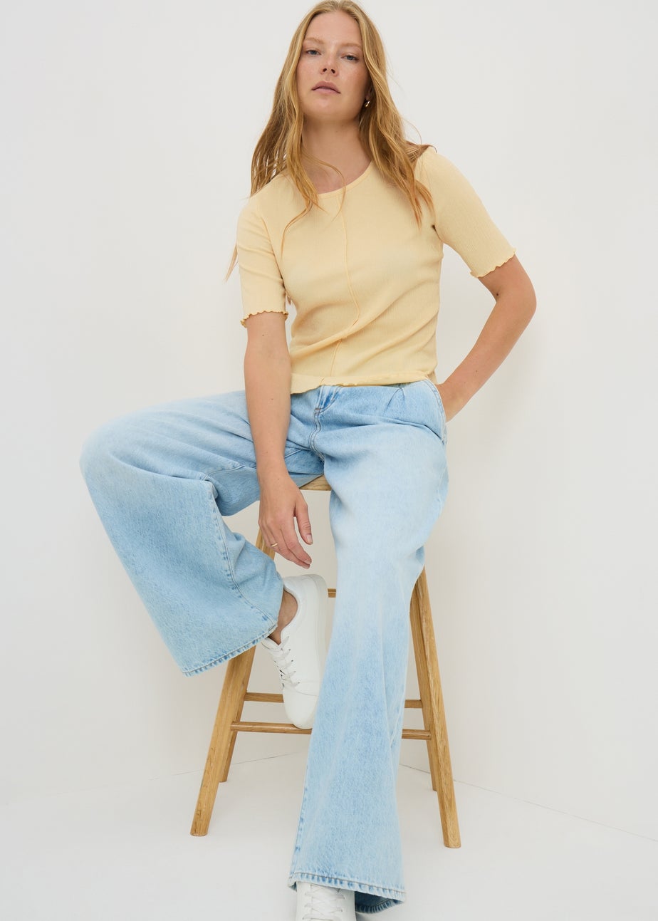 Yellow Textured Crew T-Shirt