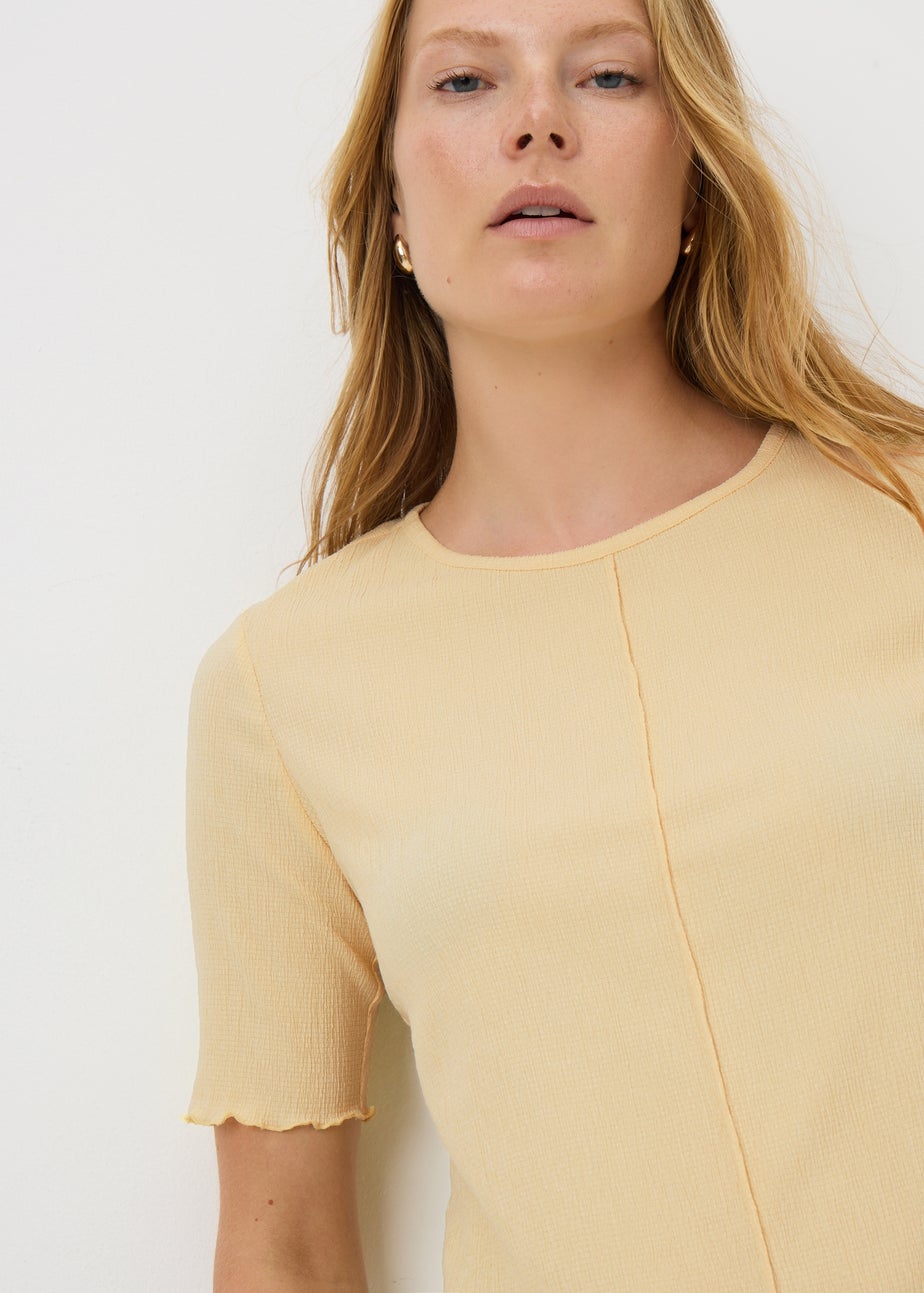 Yellow Textured Crew T-Shirt