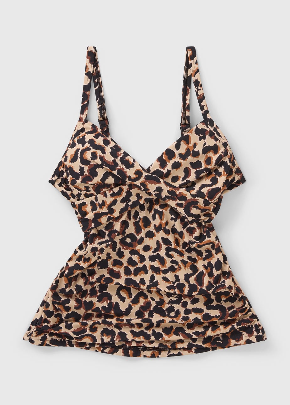 Brown Leopard Shapewear Tankini Top