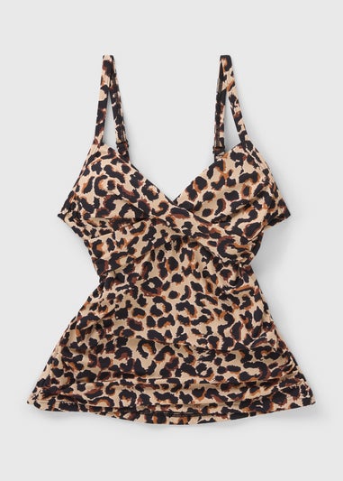 Brown Leopard Shapewear Tankini Top